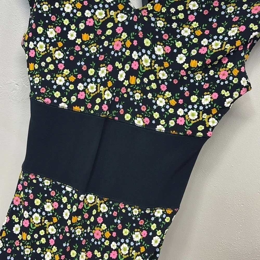 Tory Burch floral Juillet viscose side tip up sleeveless stunning dress size M